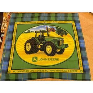 John Deere Plaid Pillow Cases Pair of Two EUC